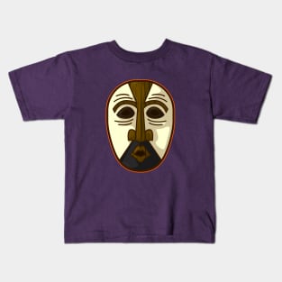 Ancient aboriginal black and white african mask design Kids T-Shirt